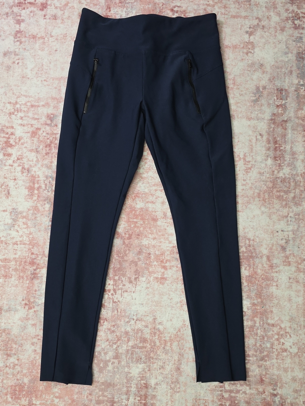 Athleta Navy Blue Stellar Tight Commuter Pants High Rise Ankle Zip Pocket Size S